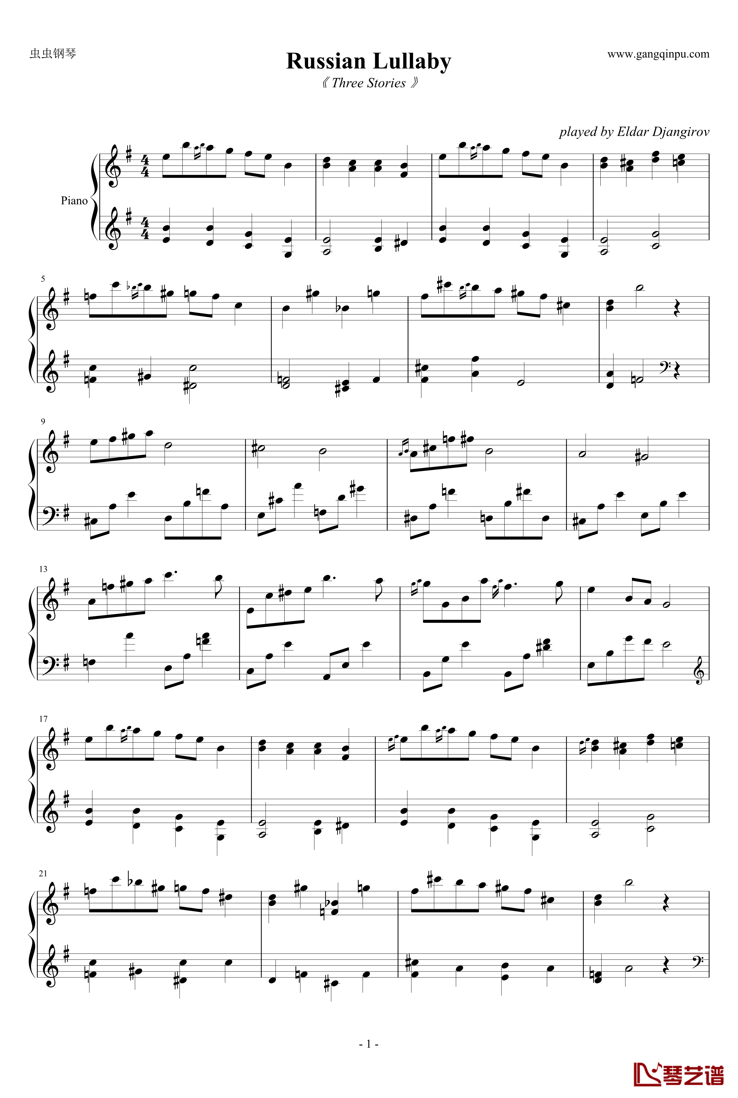 Russian Lullaby钢琴谱-Eldar Djangirov1