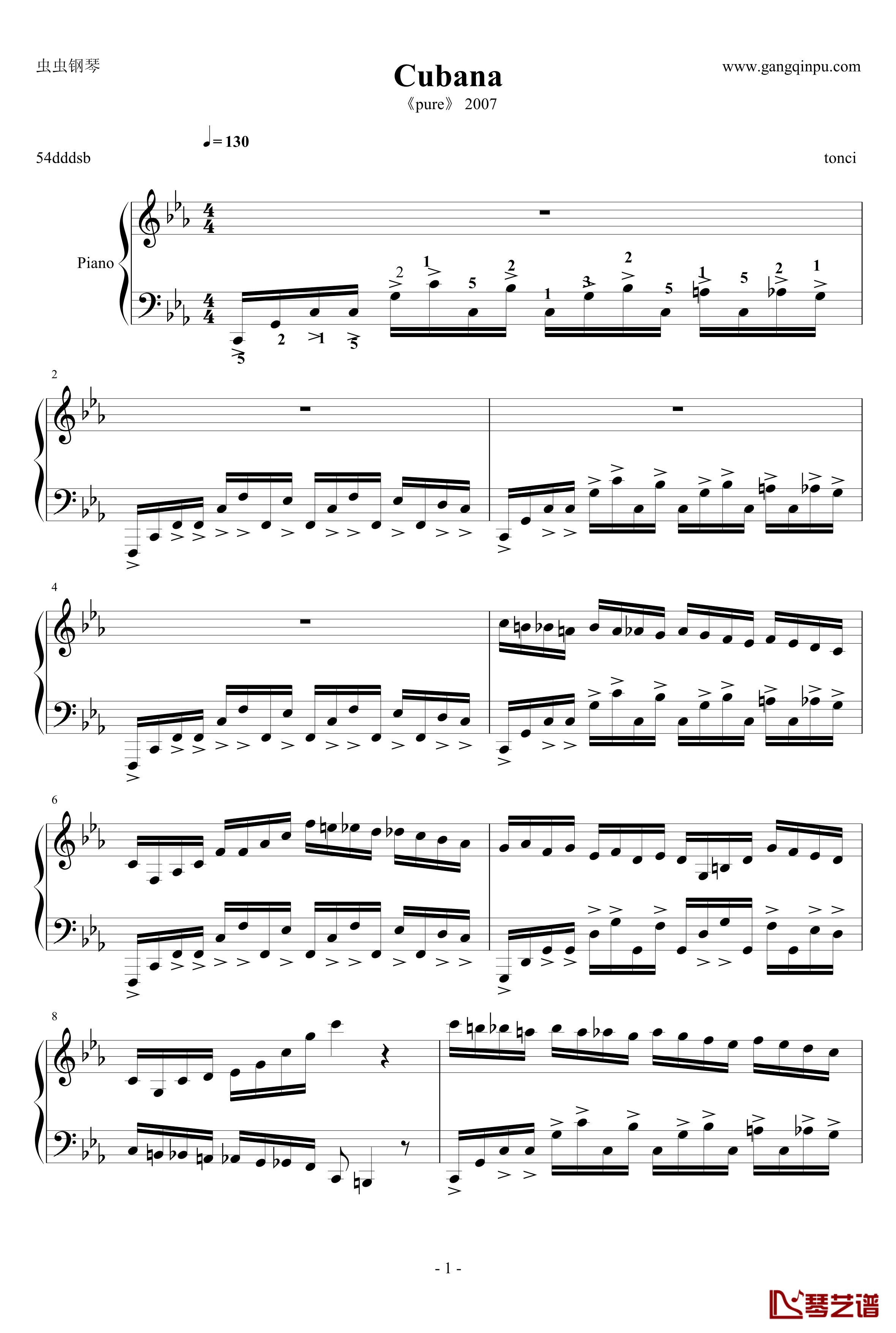 pure版古巴钢琴谱-马克西姆-Maksim·Mrvica1