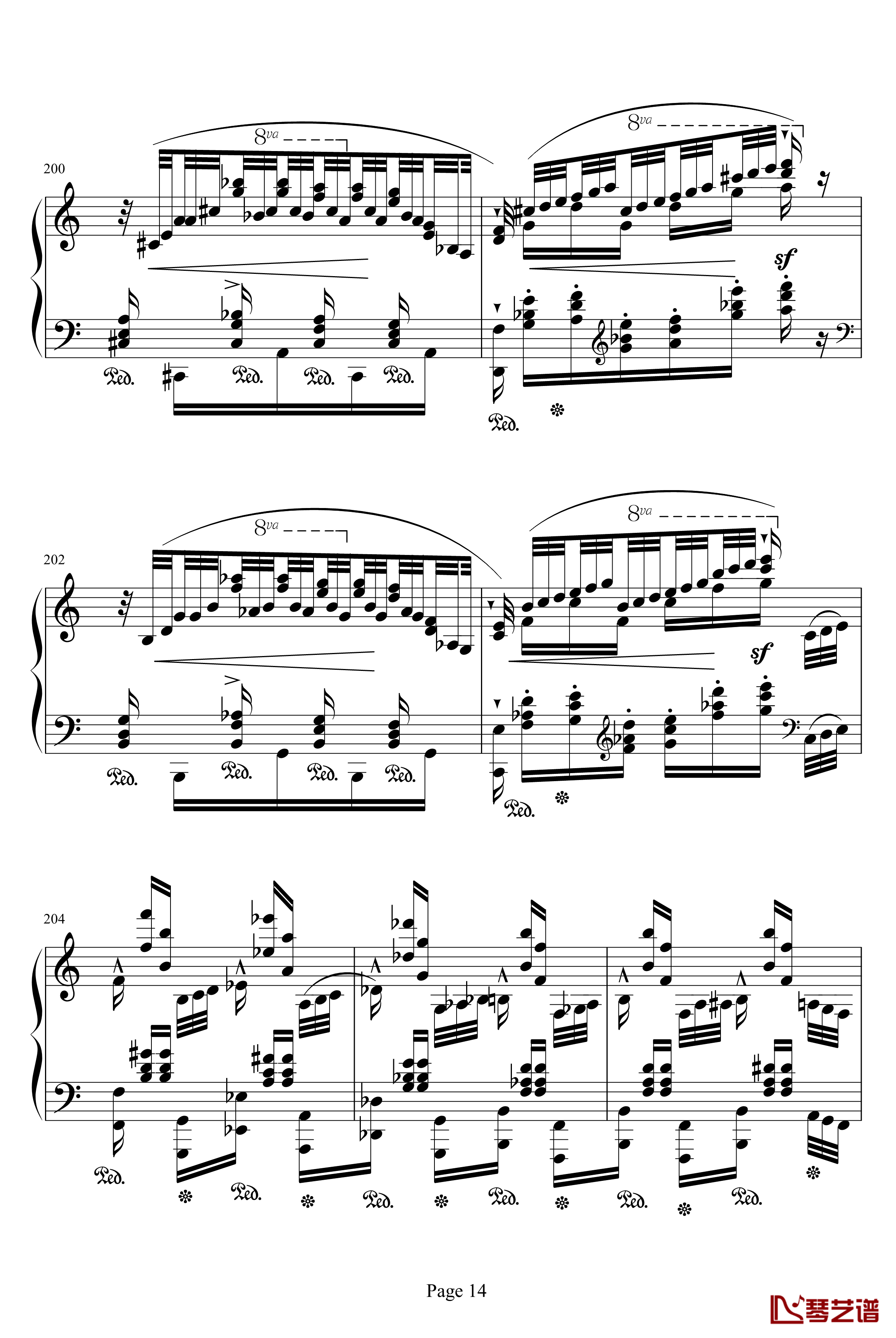 帕格尼尼练习曲钢琴谱-李斯特14