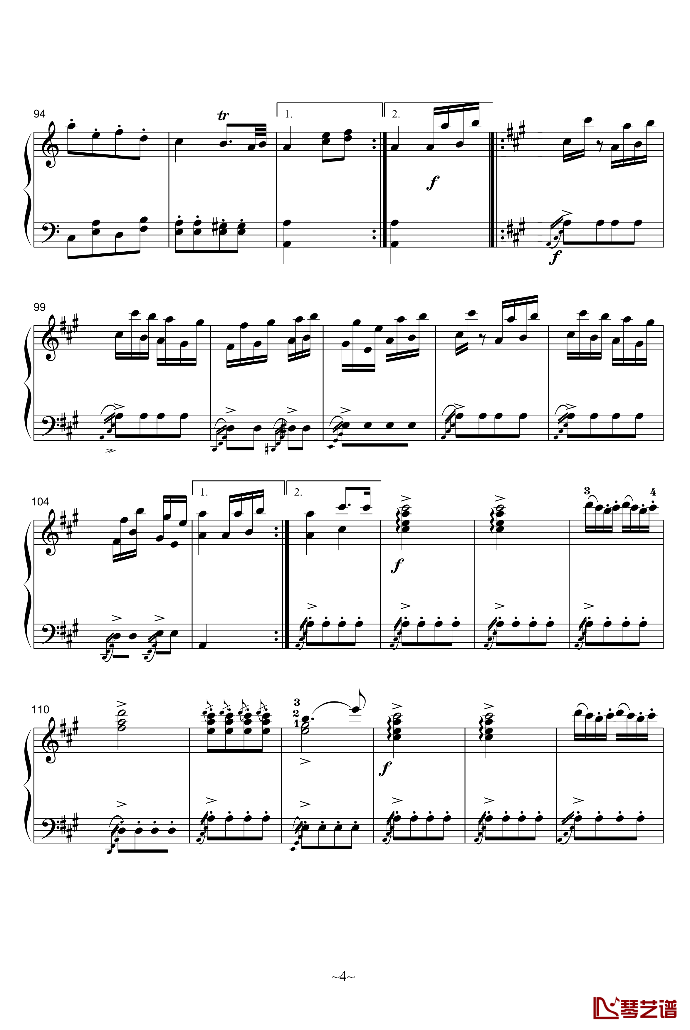 A大调奏鸣曲第三乐章钢琴谱-莫扎特4