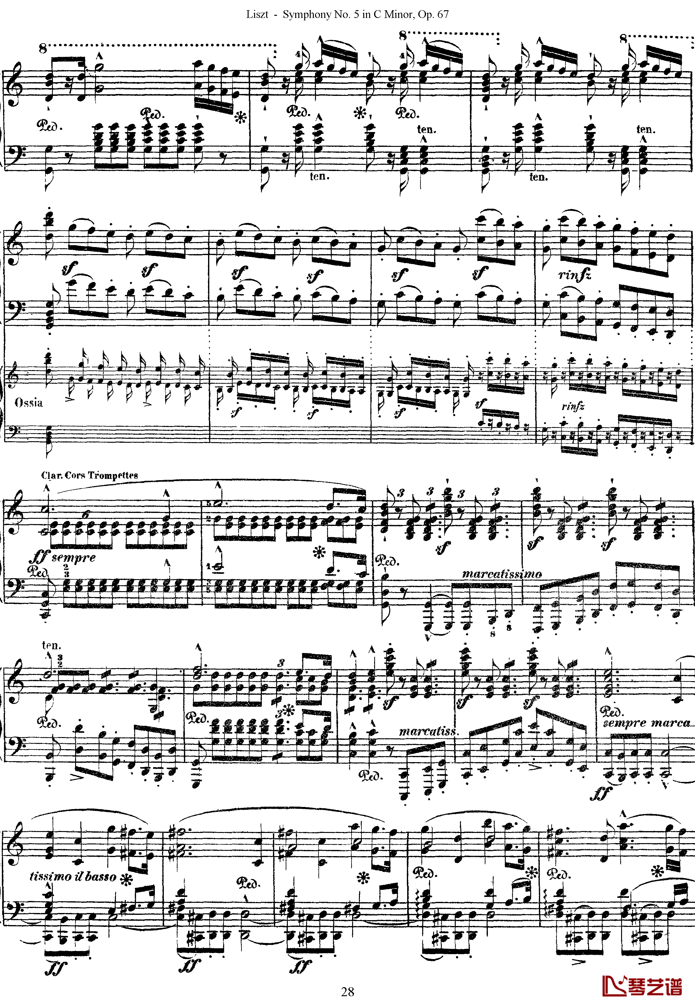 第五交响乐的钢琴曲钢琴谱-李斯特-李斯特改编自贝多芬28