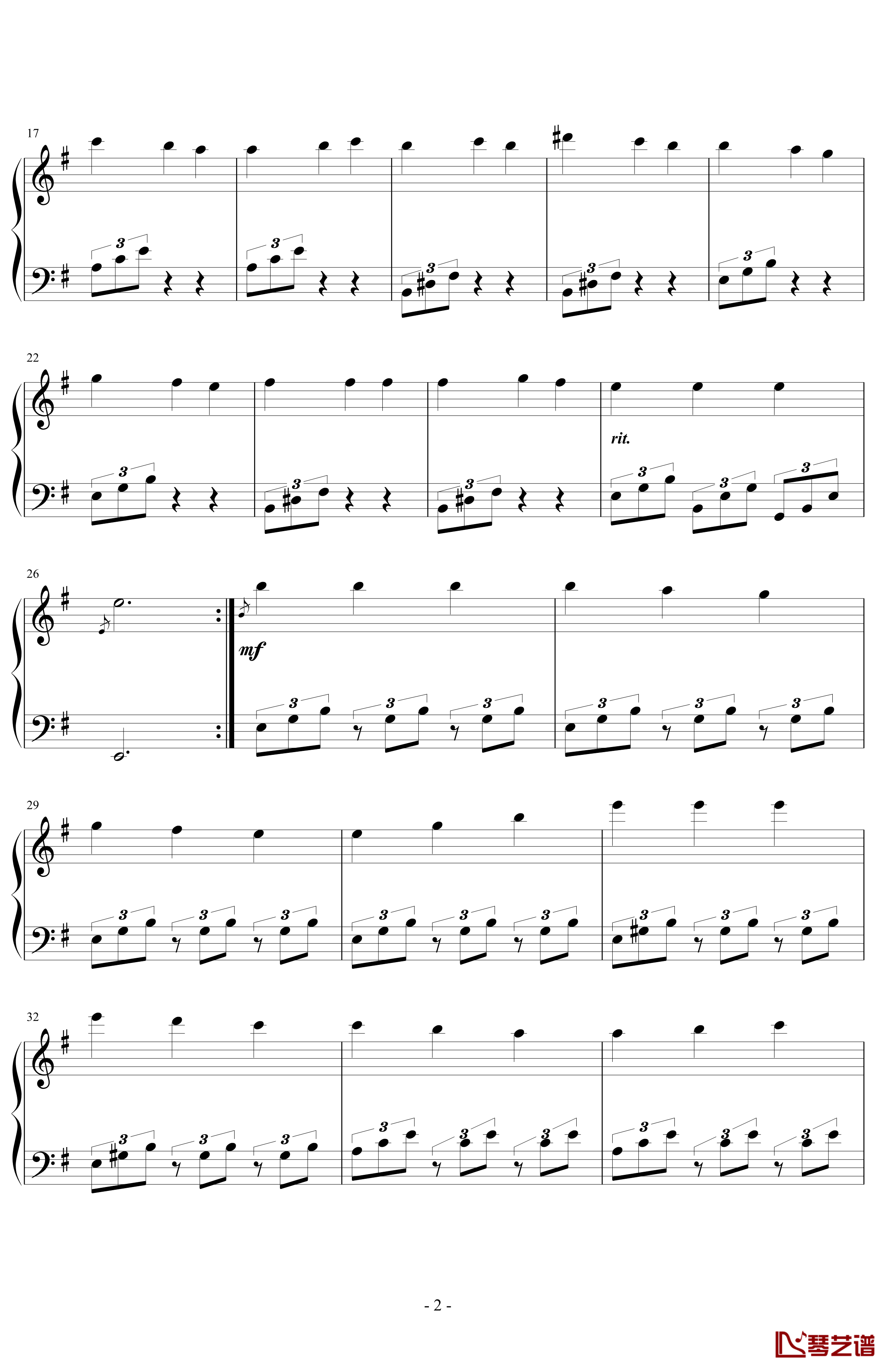 爱的罗曼史钢琴谱-钢琴原版-世界名曲2