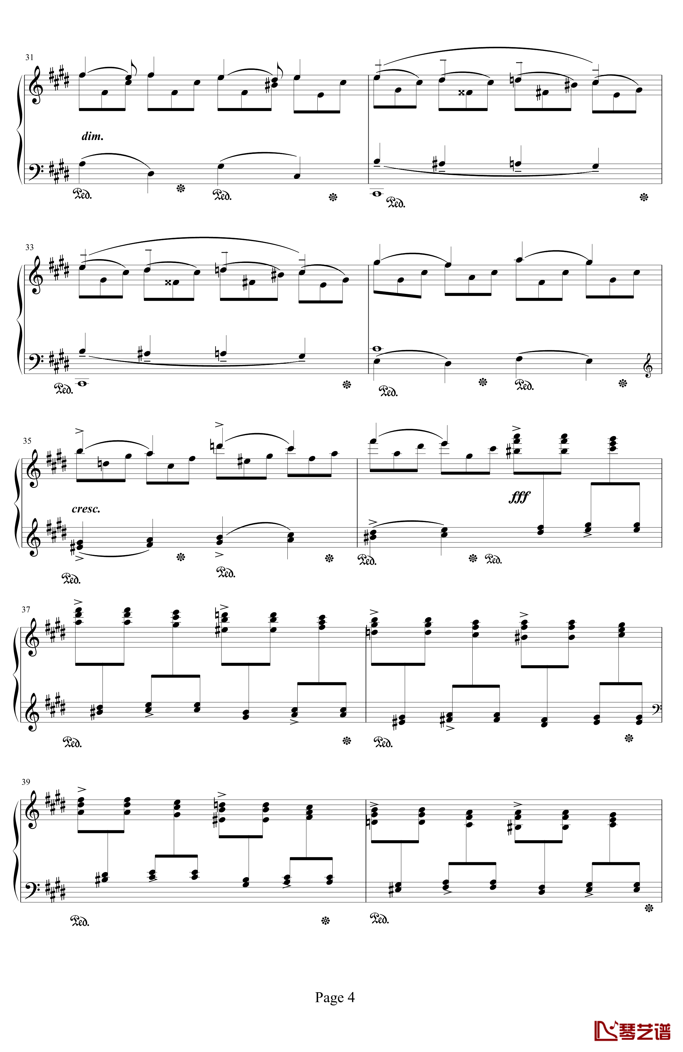 c小调前奏曲钢琴谱-拉赫马尼若夫4