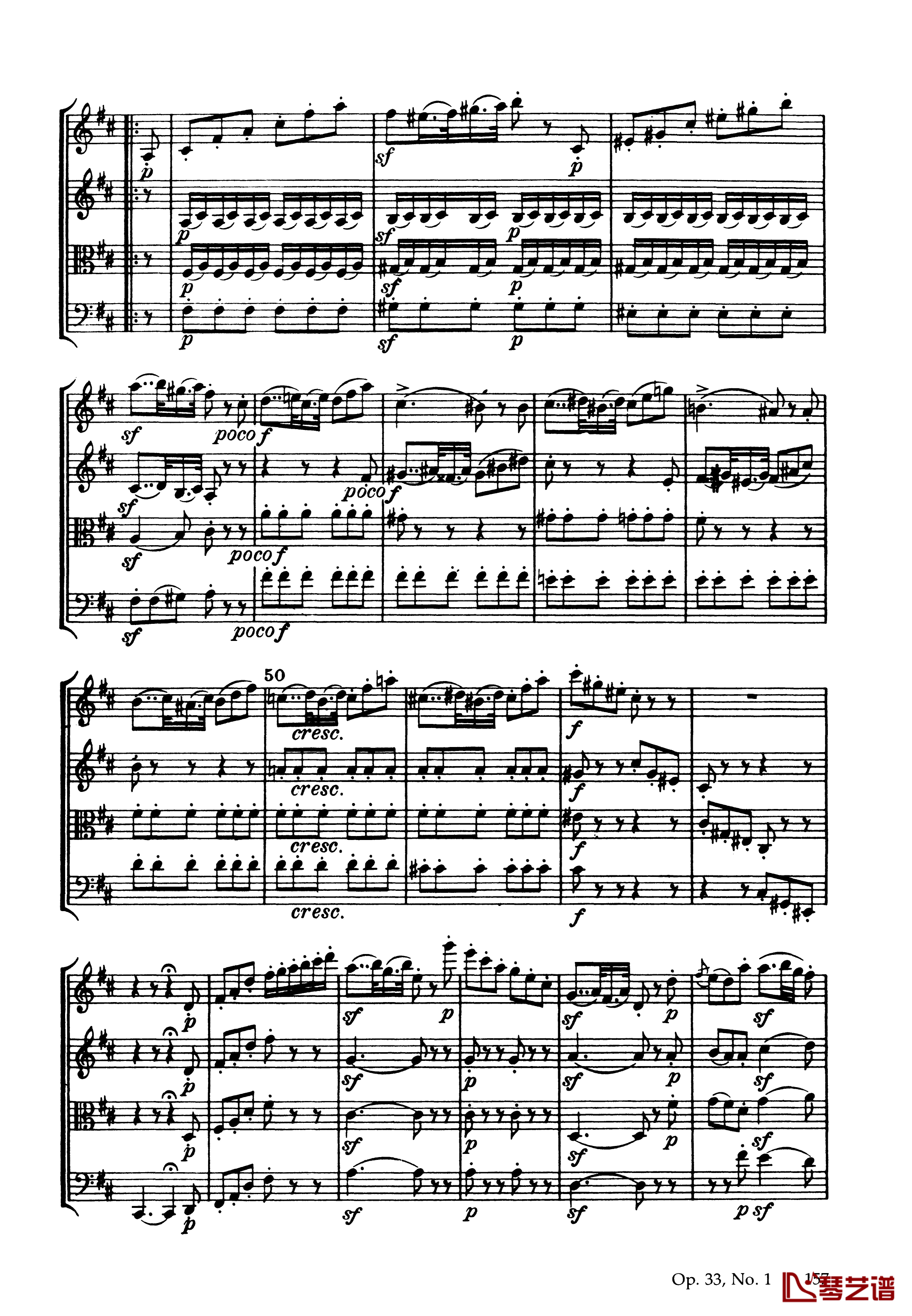b小调弦乐四重奏 Op.33  No.1钢琴谱-海顿11