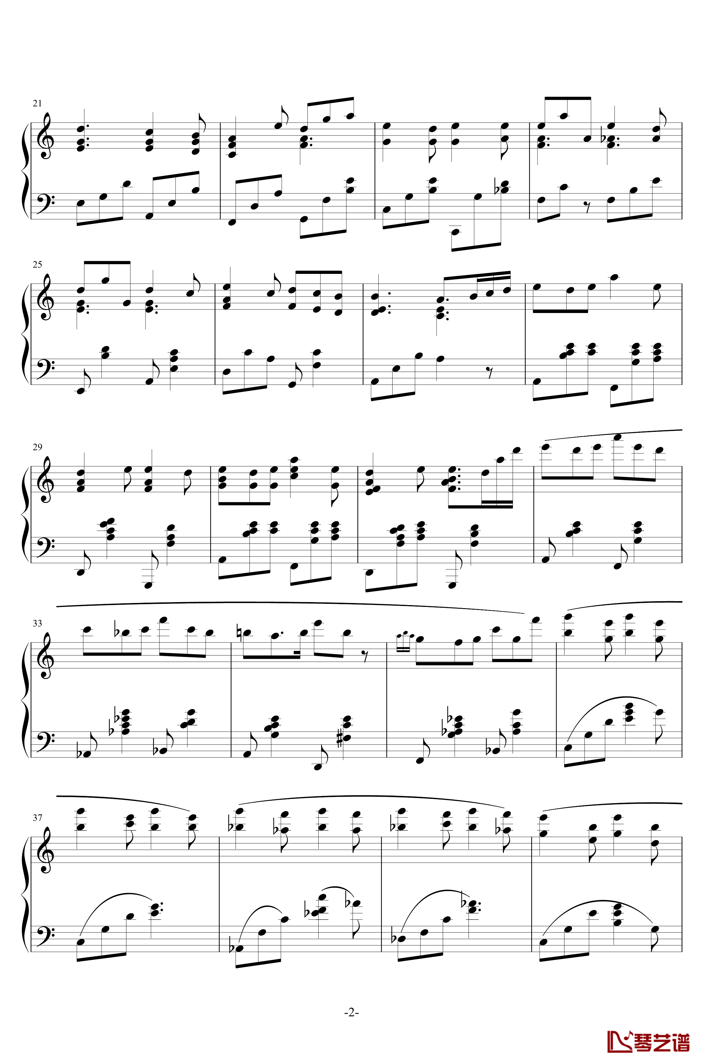 八月迷情钢琴谱-天心琴2