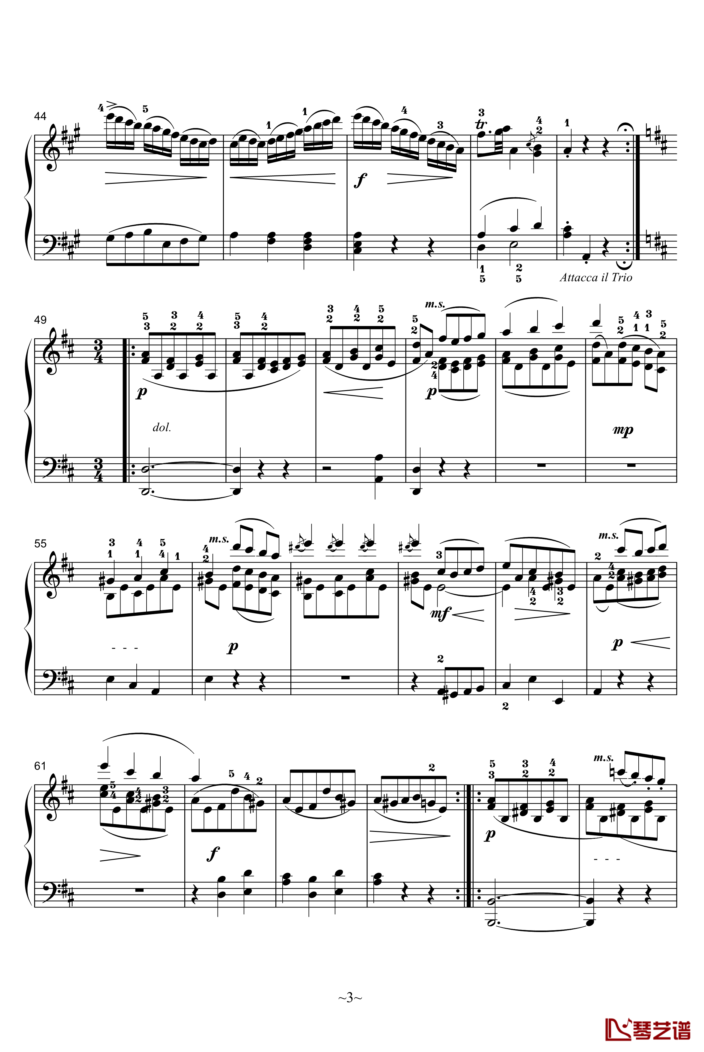 A大调奏鸣曲第二乐章钢琴谱-莫扎特3