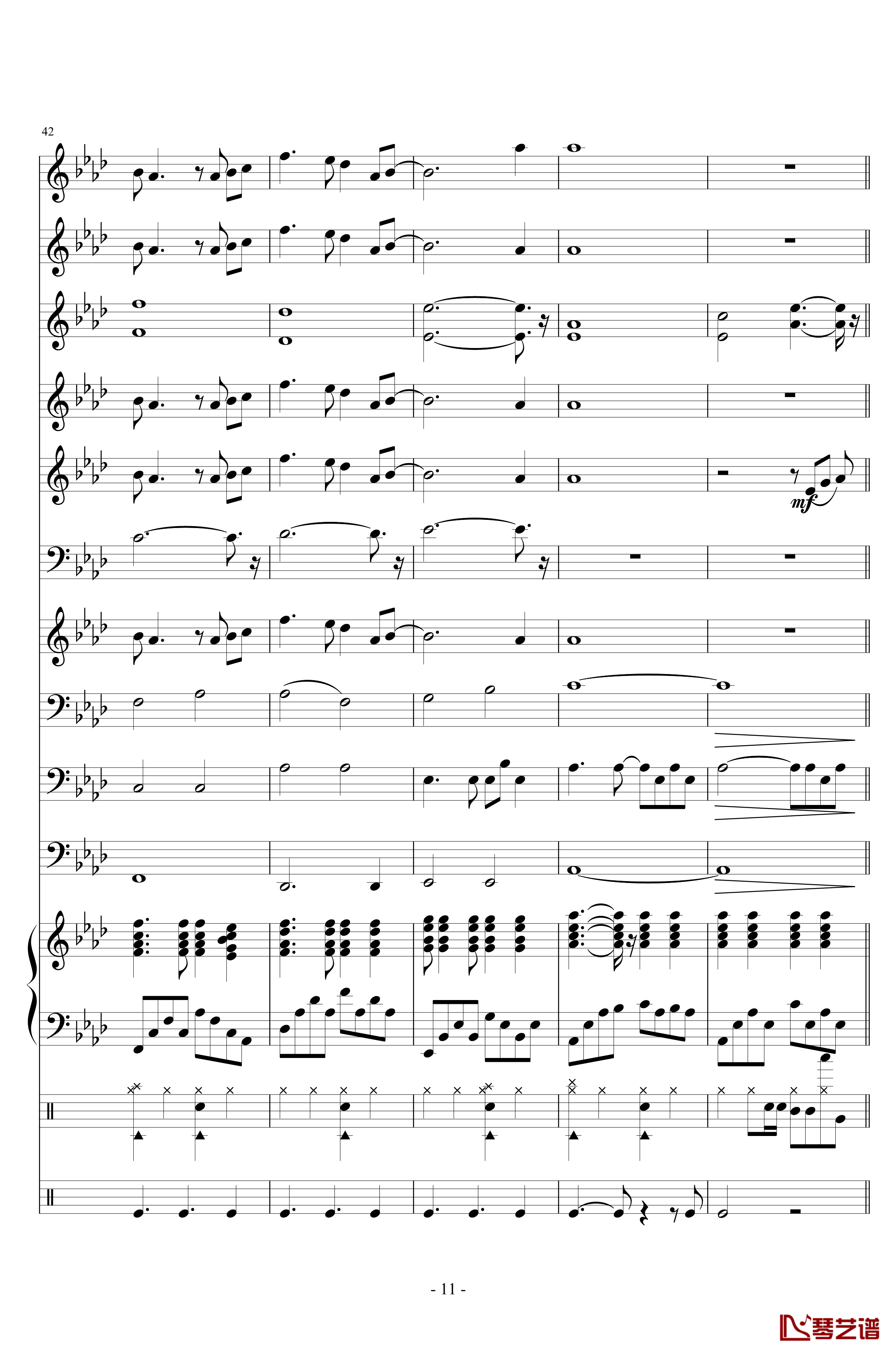 十年钢琴谱-陈奕迅- 小型管乐总谱11