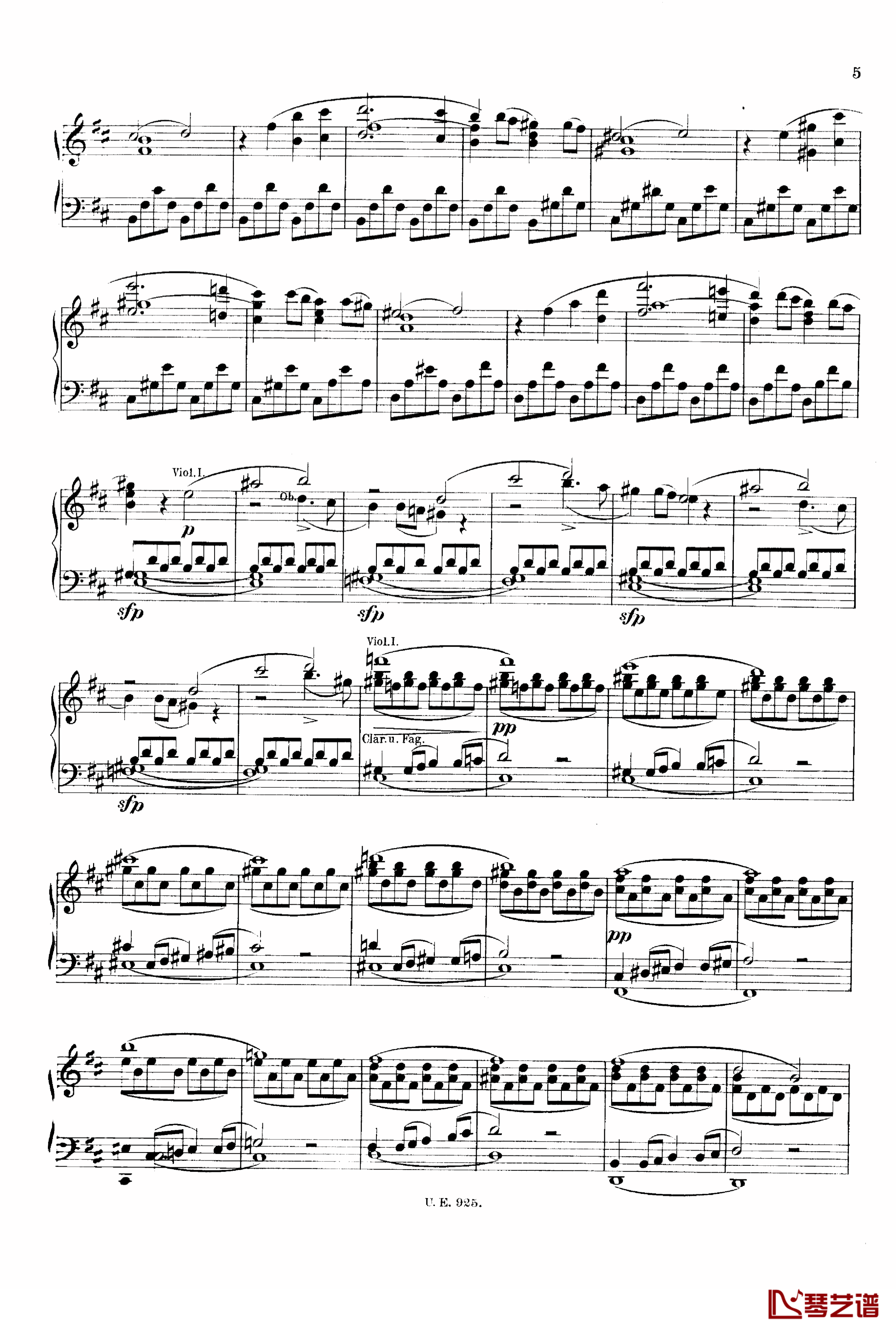 D大调第一交响曲 D.82钢琴谱-舒伯特5