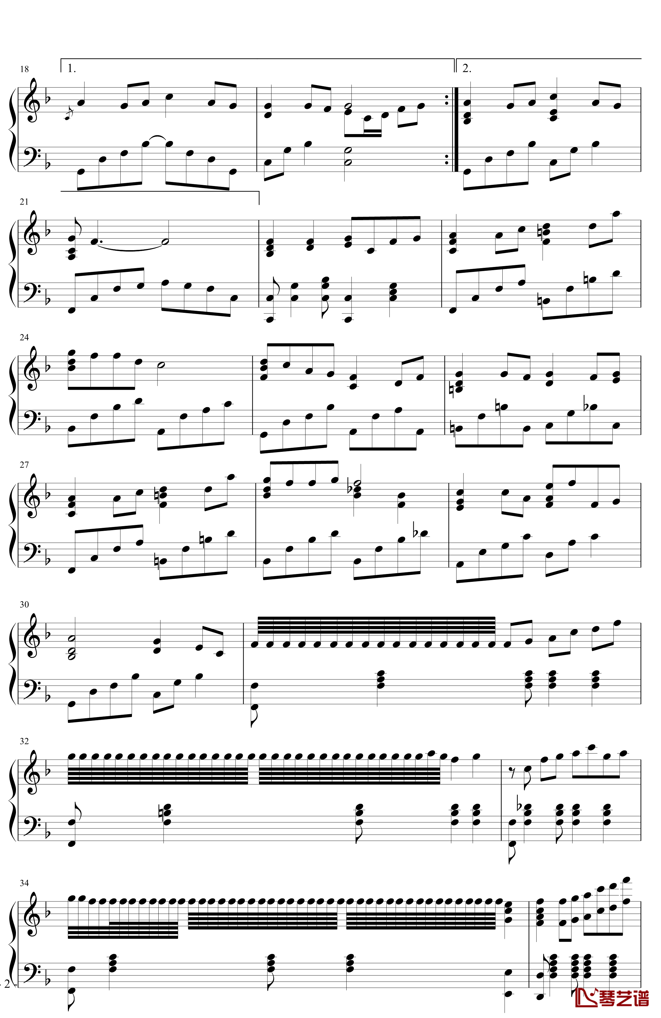 菊花台钢琴谱-超级演奏版-周杰伦2
