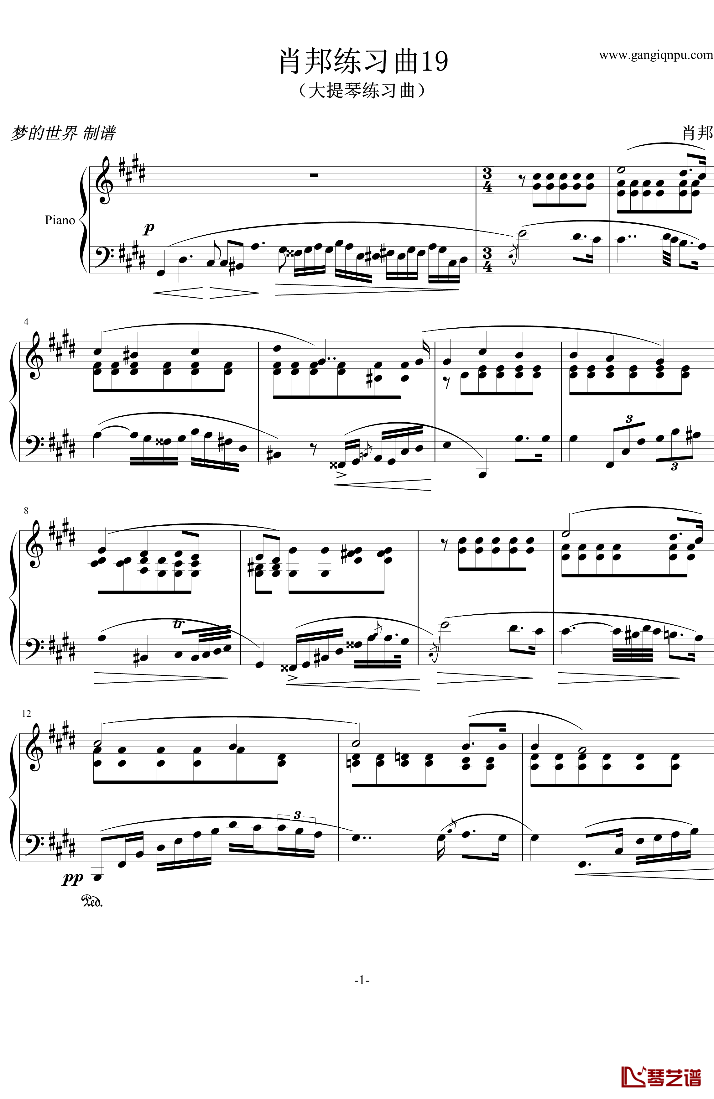 肖邦练习曲第19首钢琴谱-大提琴练习曲-肖邦-chopin1