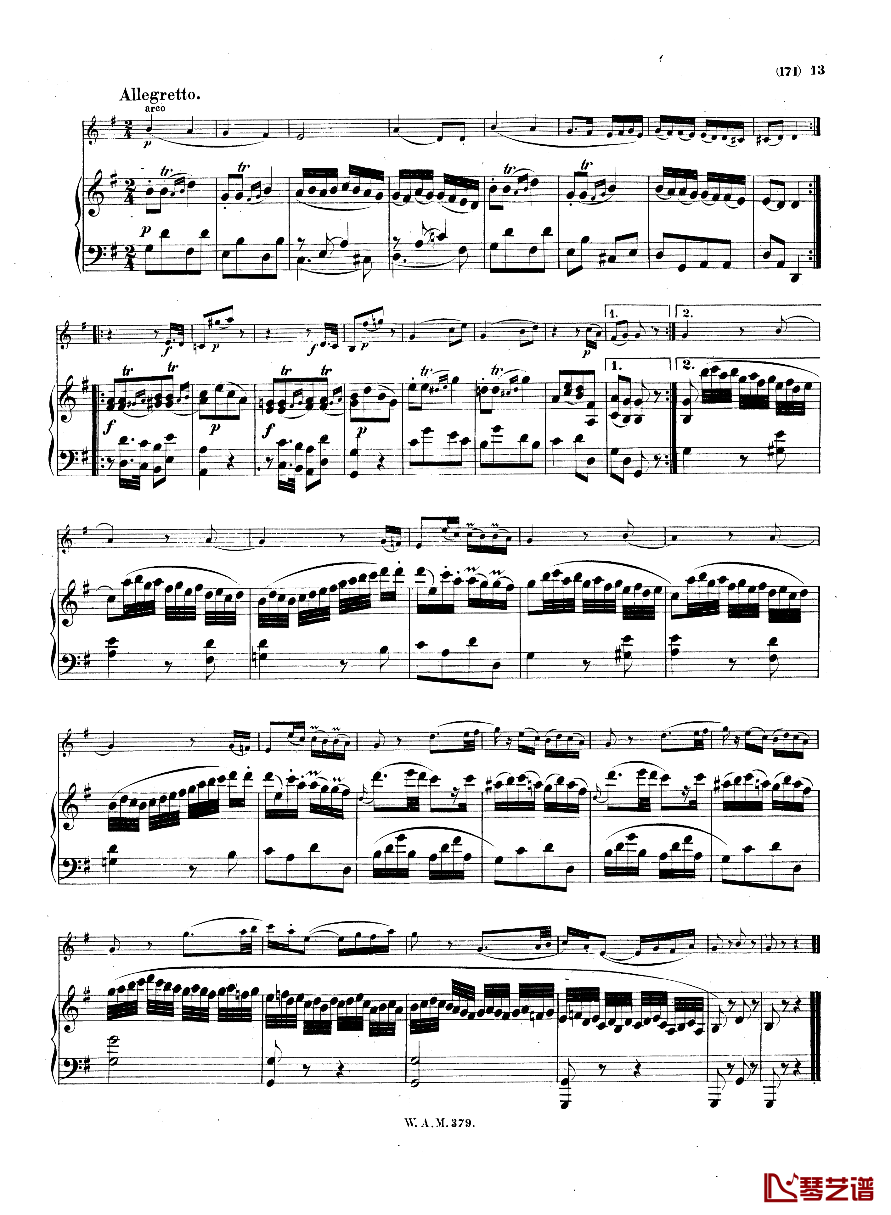 G大调小提琴奏鸣曲K.379钢琴谱-莫扎特12