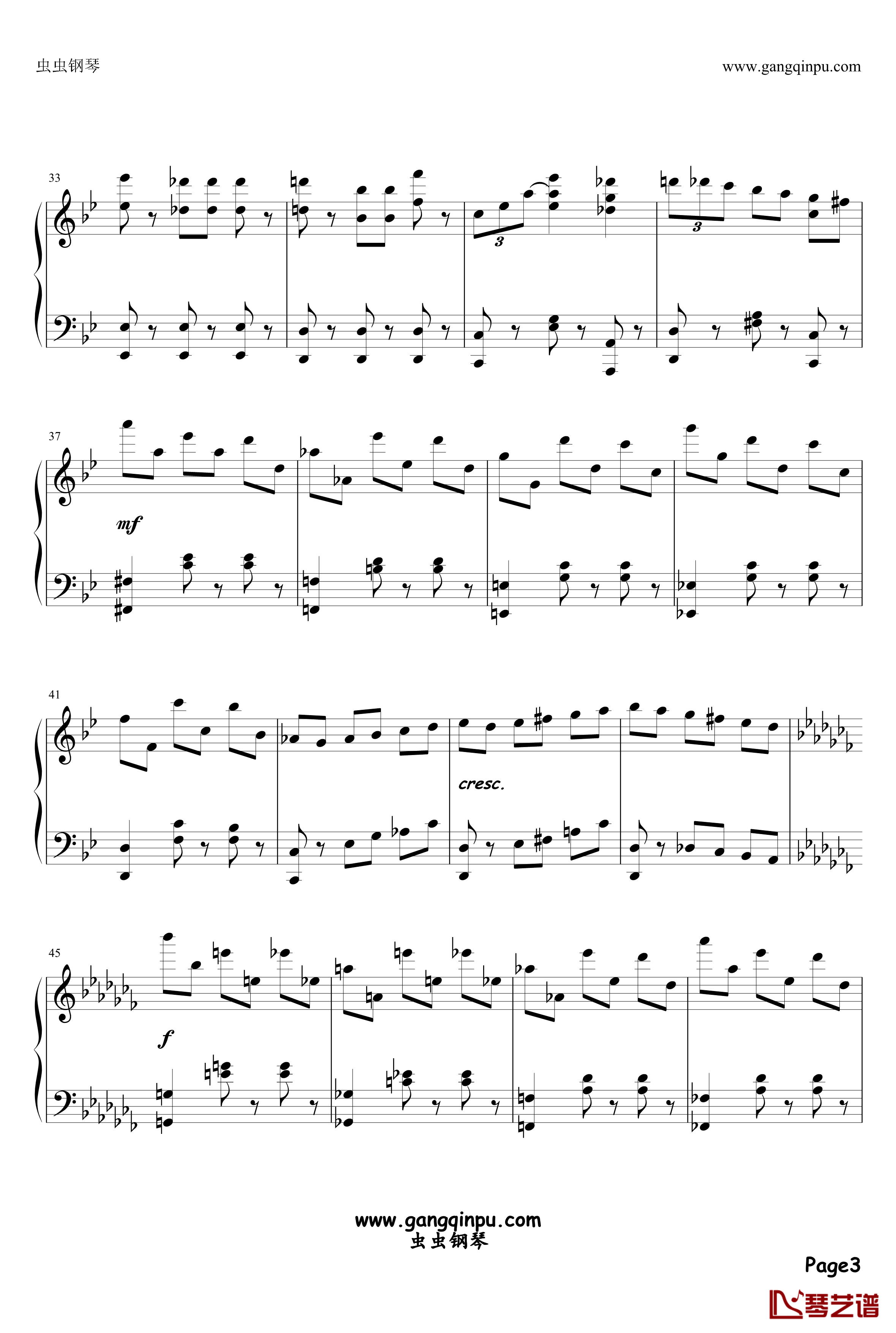 ワルツ第17番ト短调 ‘大犬のワルツ’钢琴谱-virkato3