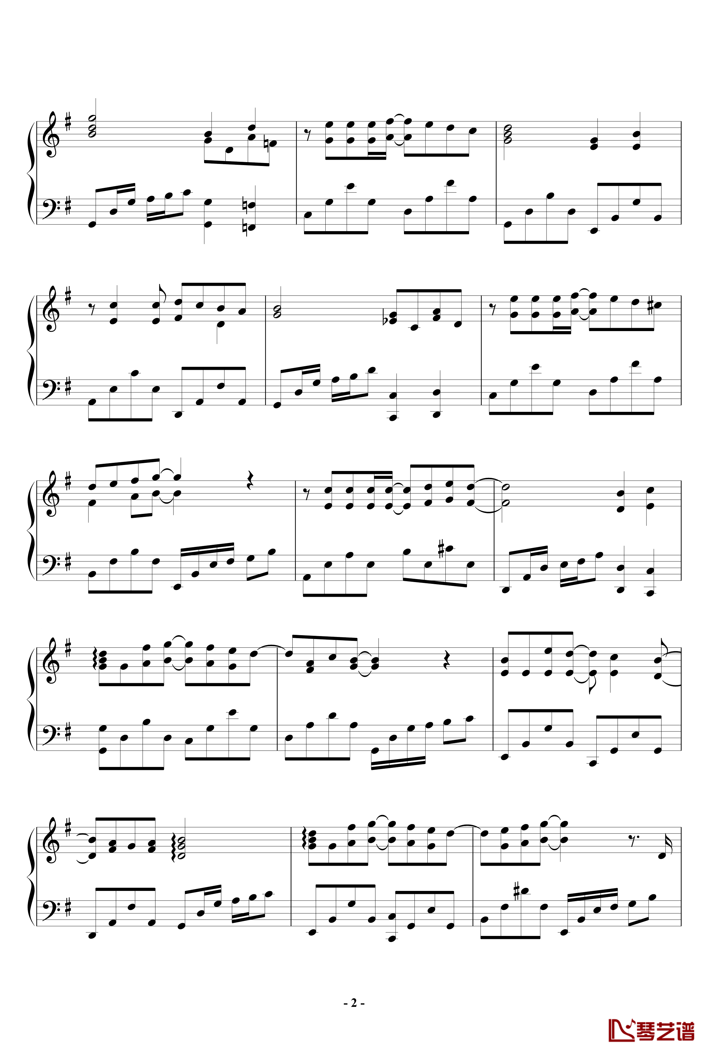 G大调前奏曲钢琴谱-黑白键卧龙2