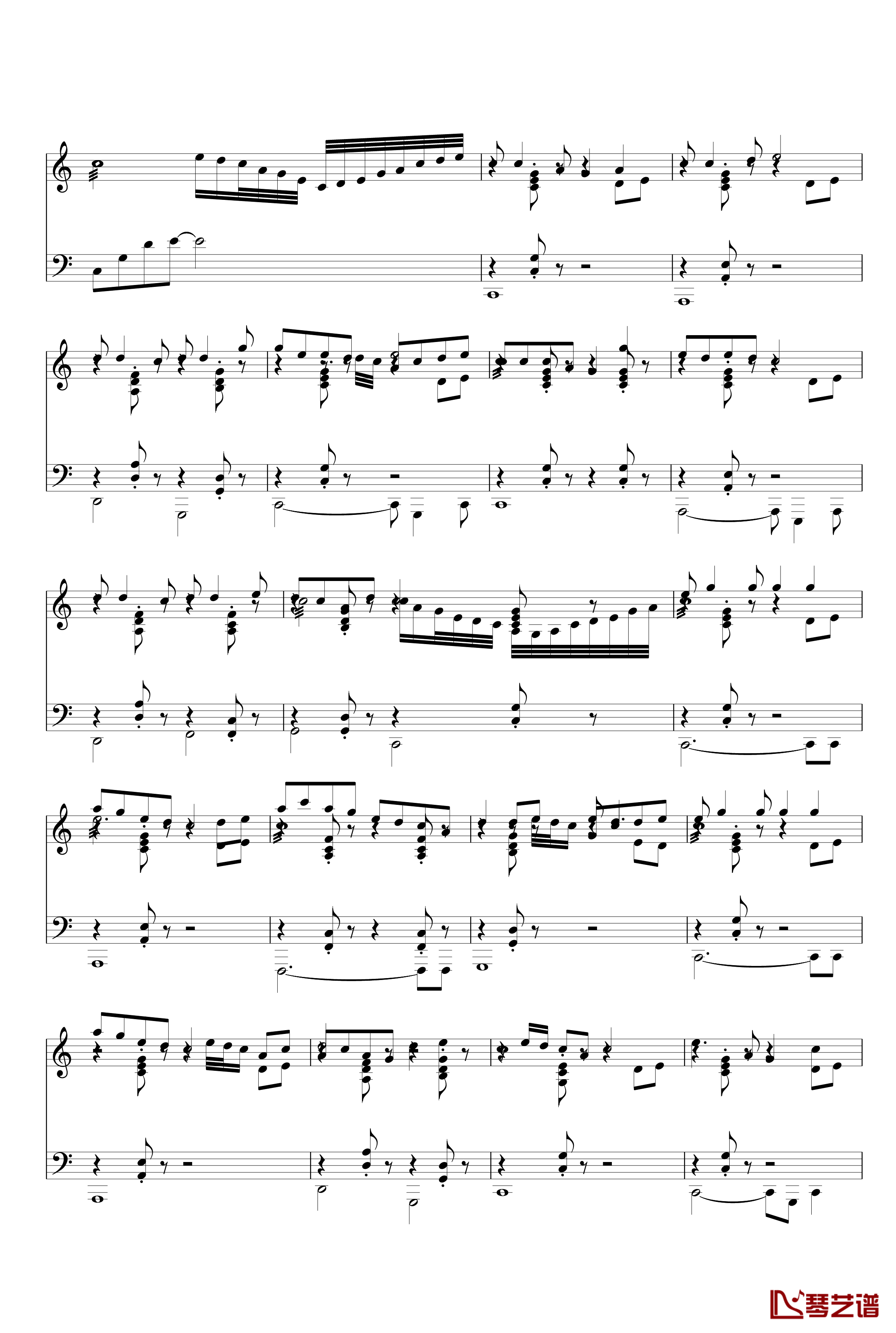 荷塘月色钢琴谱-最原版的-凤凰传奇3