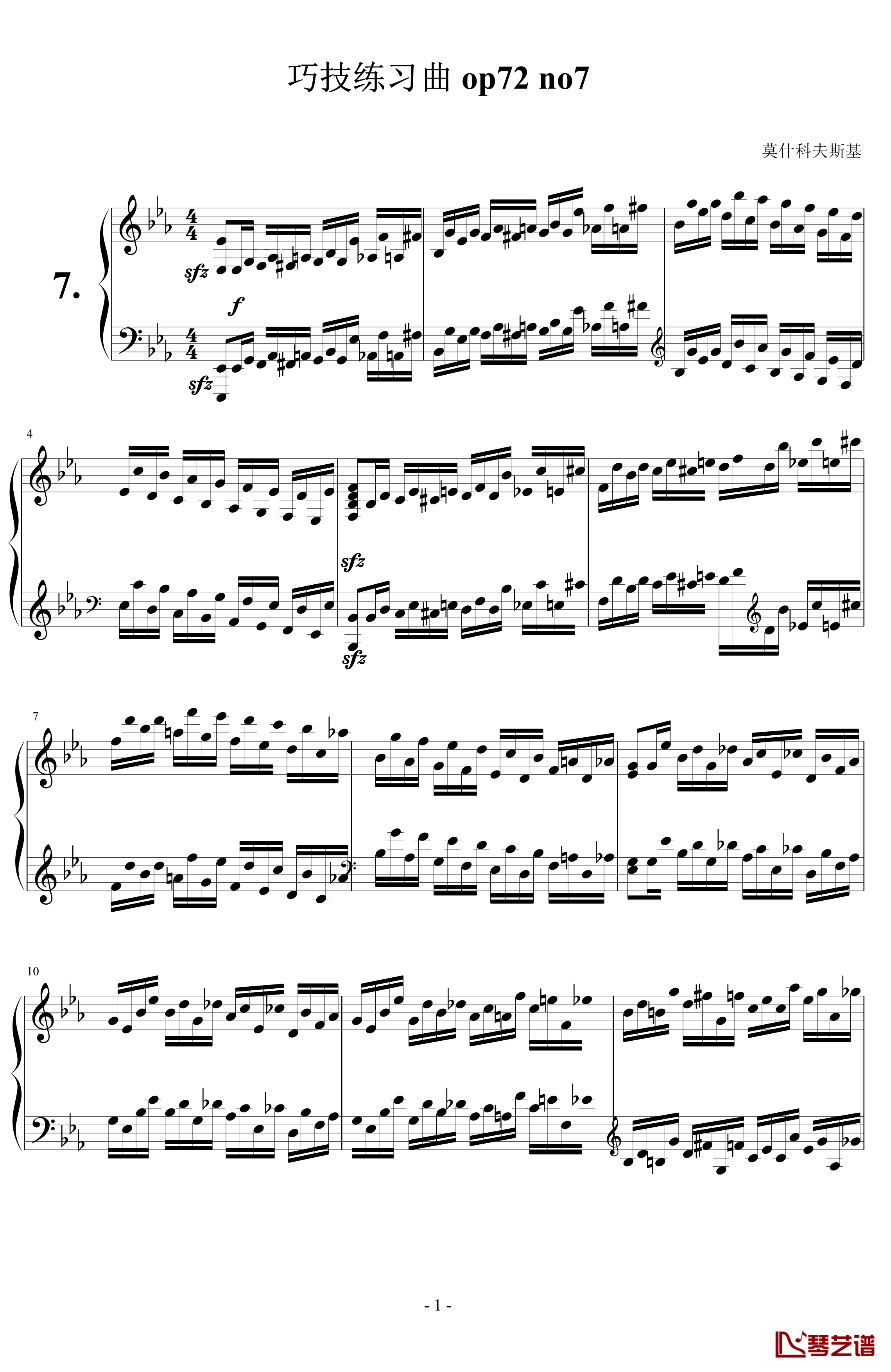 巧技练习曲op72 no7钢琴谱-莫什科夫斯基-Moszkowski1