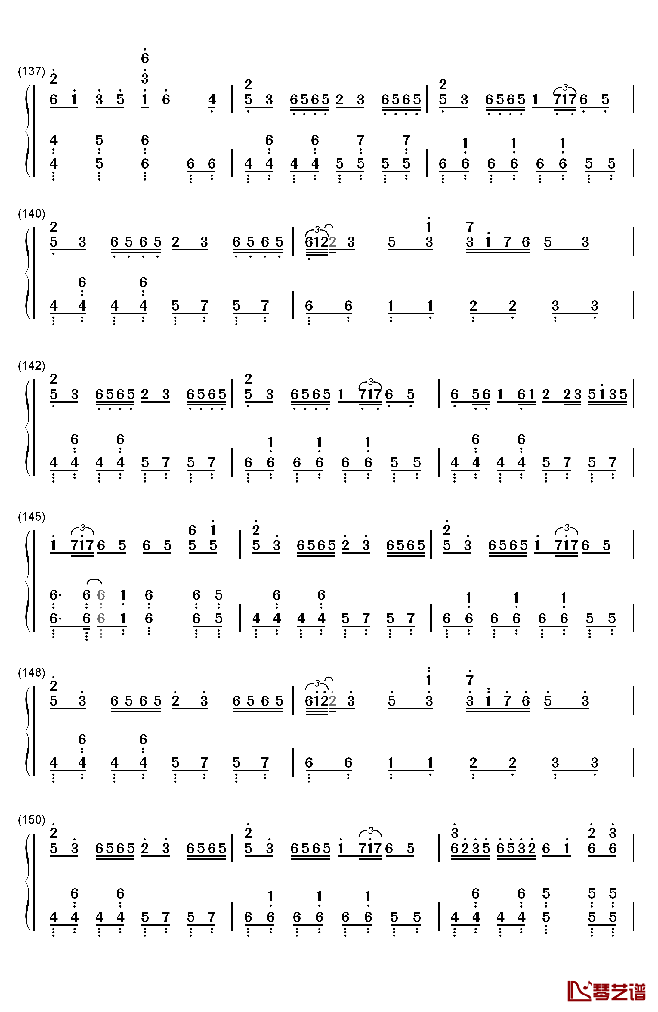 千本樱钢琴简谱-数字双手-触手猴11