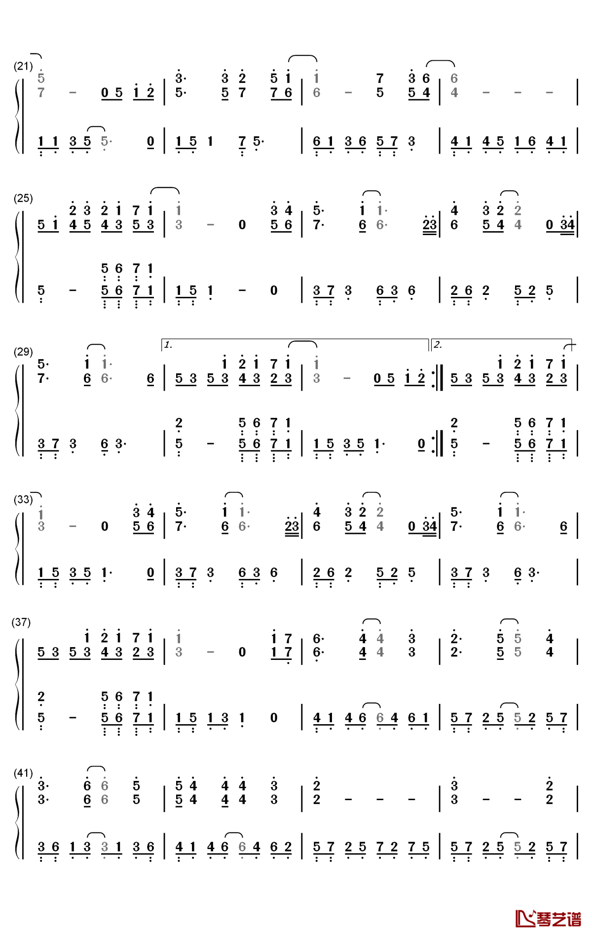 安妮的仙境钢琴简谱-数字双手-班得瑞2
