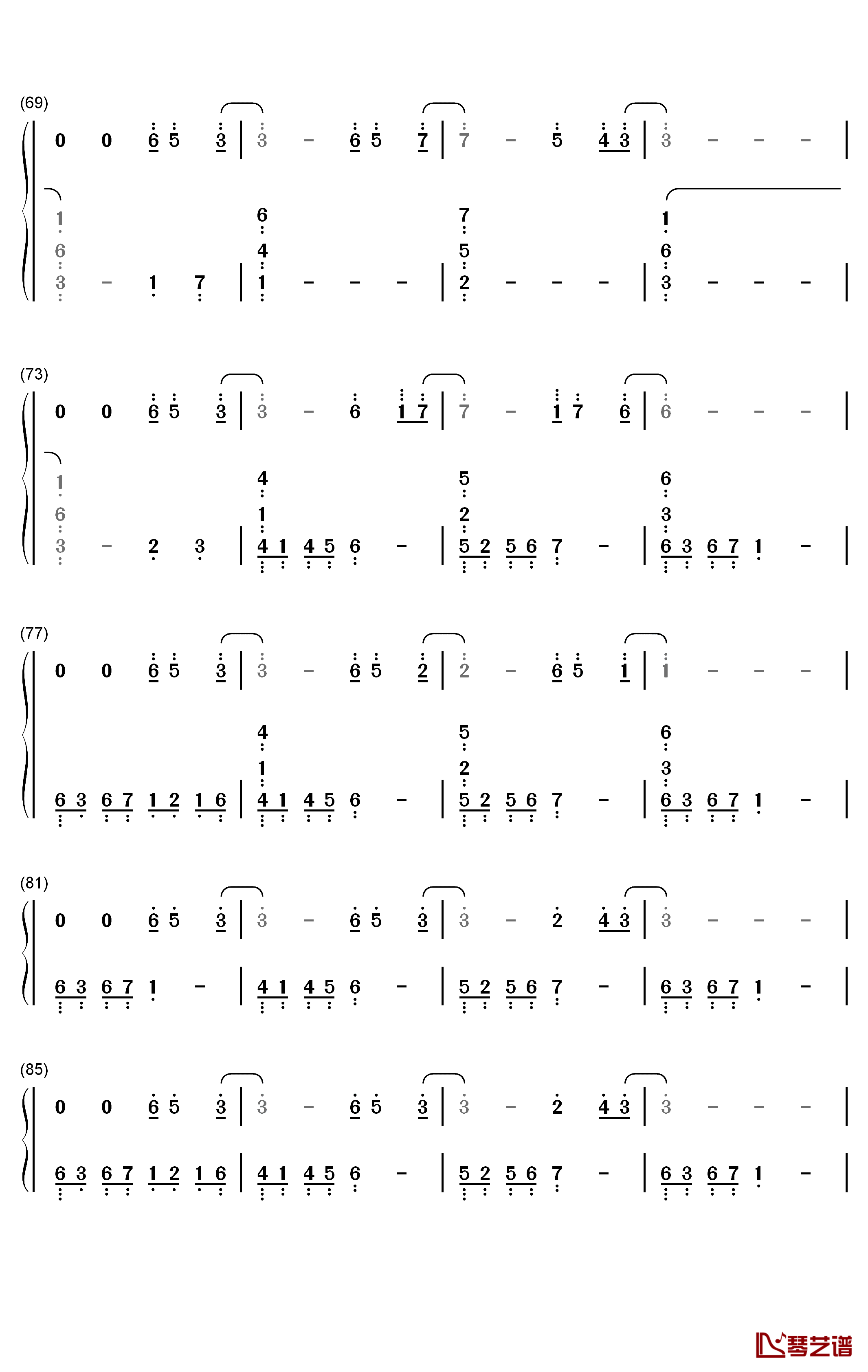 Asphyxia钢琴简谱-数字双手-逆时针向5