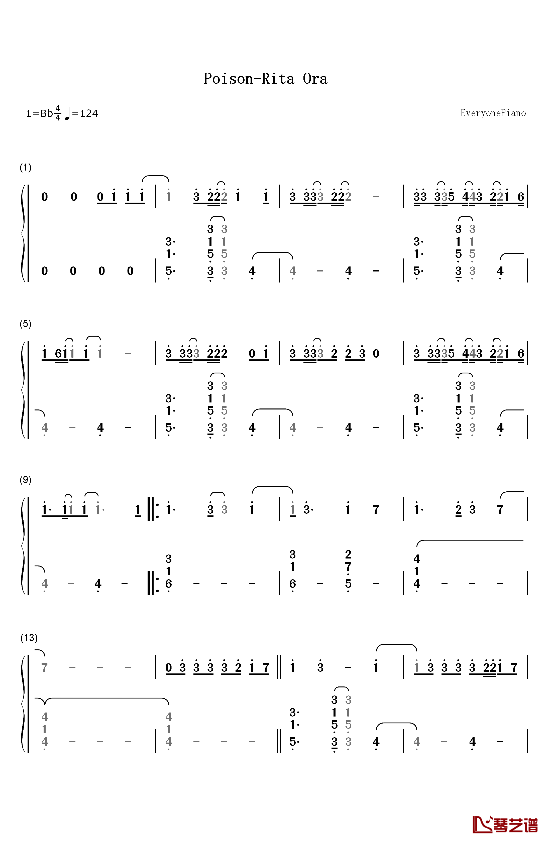 Poison钢琴简谱-数字双手-Rita Ora1