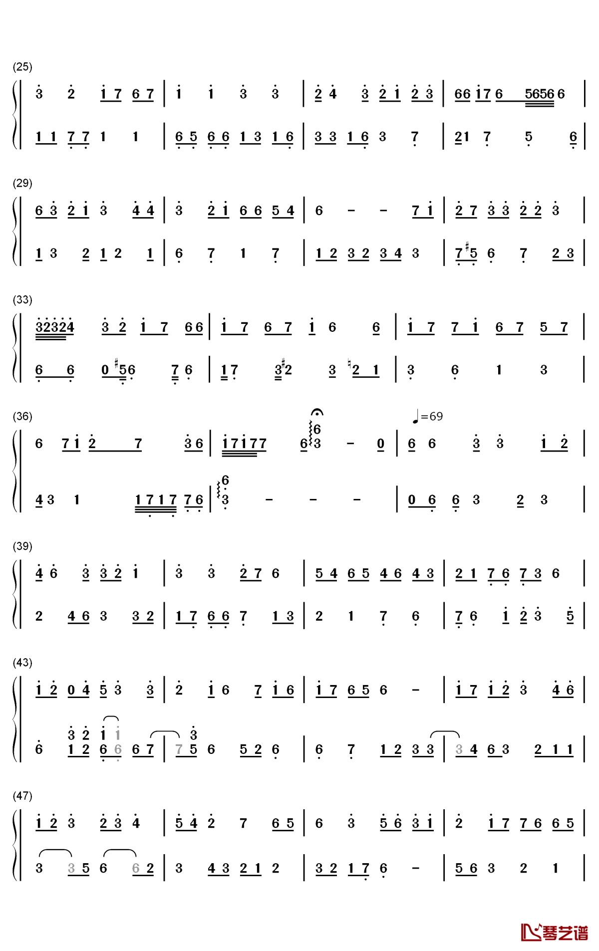 中世纪民谣钢琴简谱-数字双手-IDW哒2