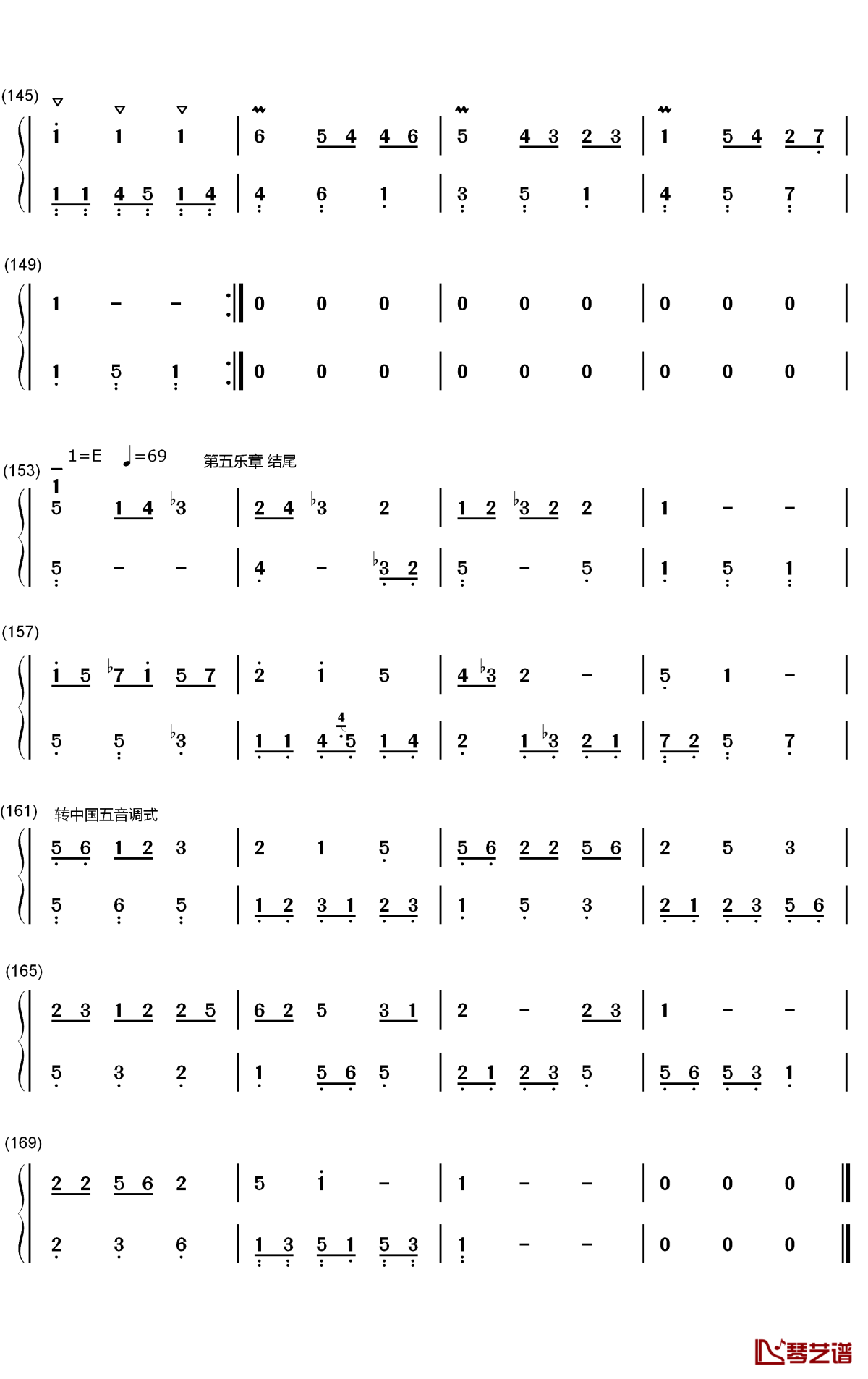 木毛组曲钢琴简谱-数字双手-IDW哒7