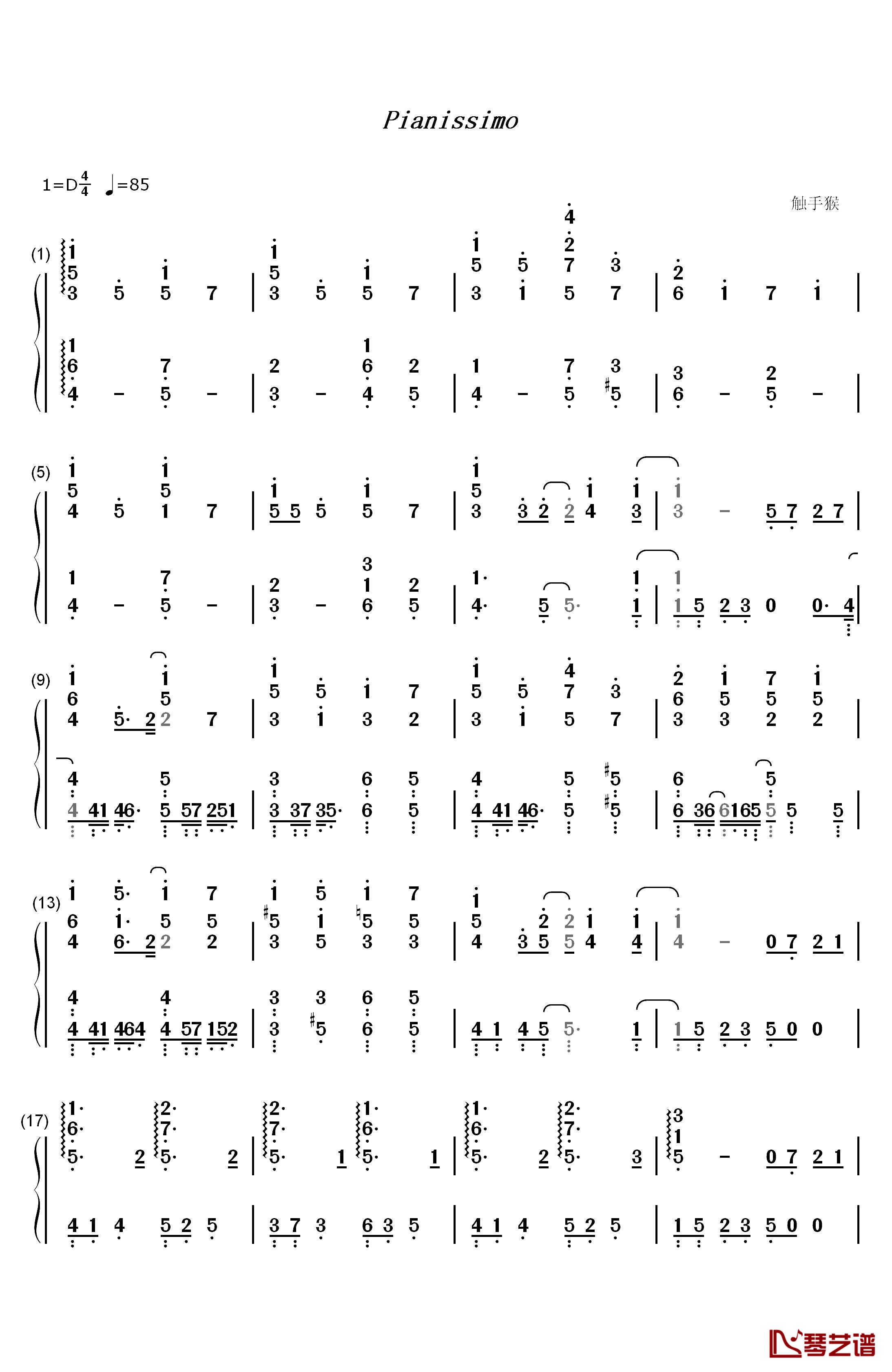Pianissimo钢琴简谱-数字双手-初音ミク1