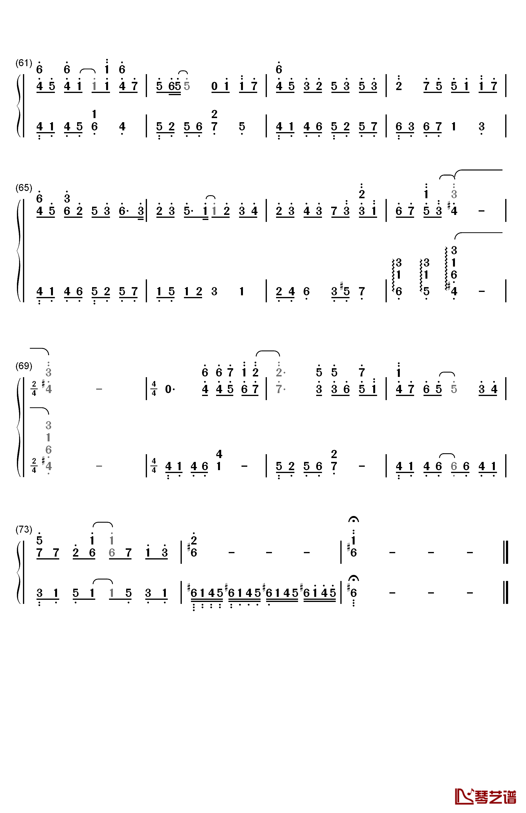 612星球钢琴简谱-数字双手-S.H.E4