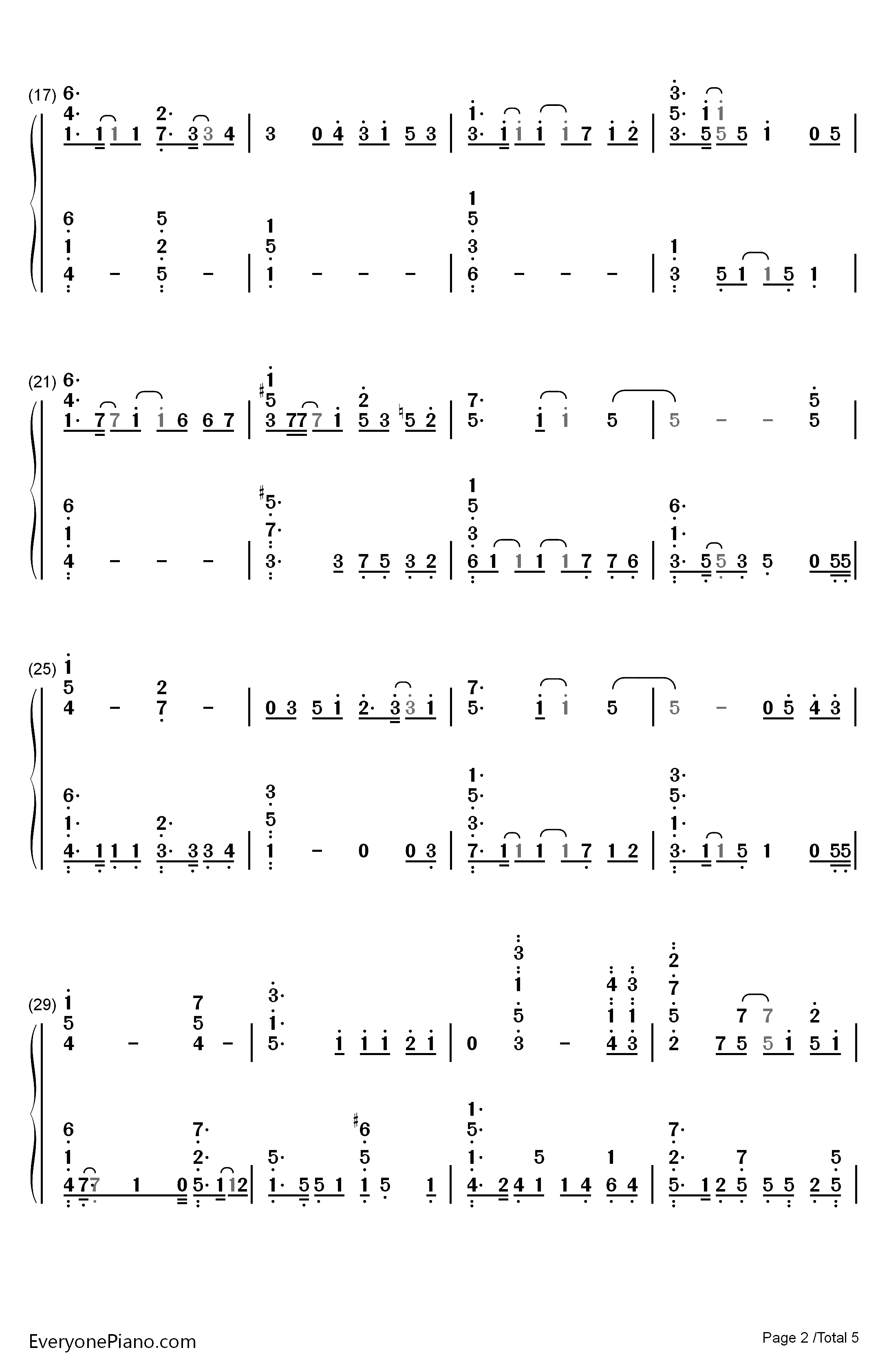 イコール钢琴简谱-数字双手-Sumika2