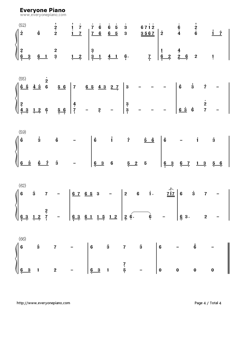 茗记钢琴简谱-数字双手-L-key4