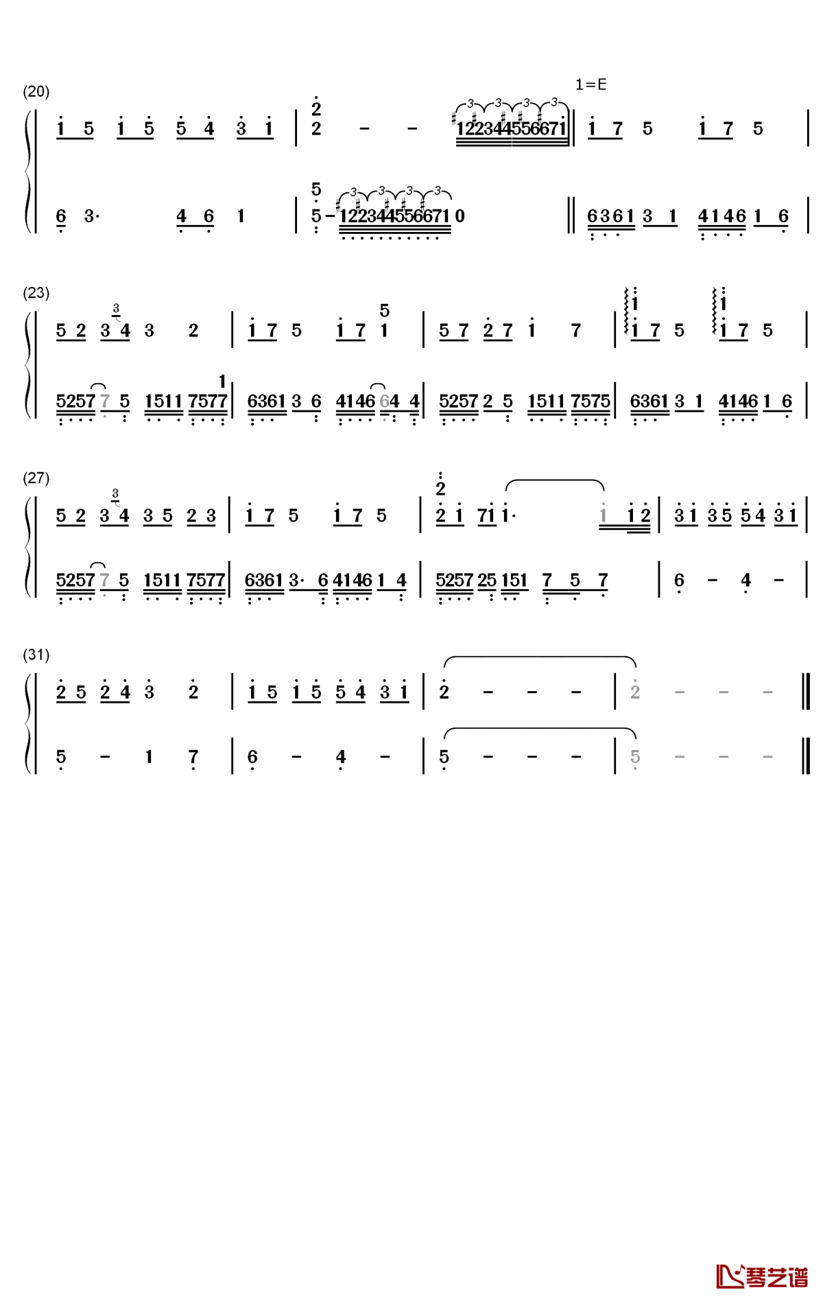 山海不可平钢琴简谱-数字双手-CMJ2