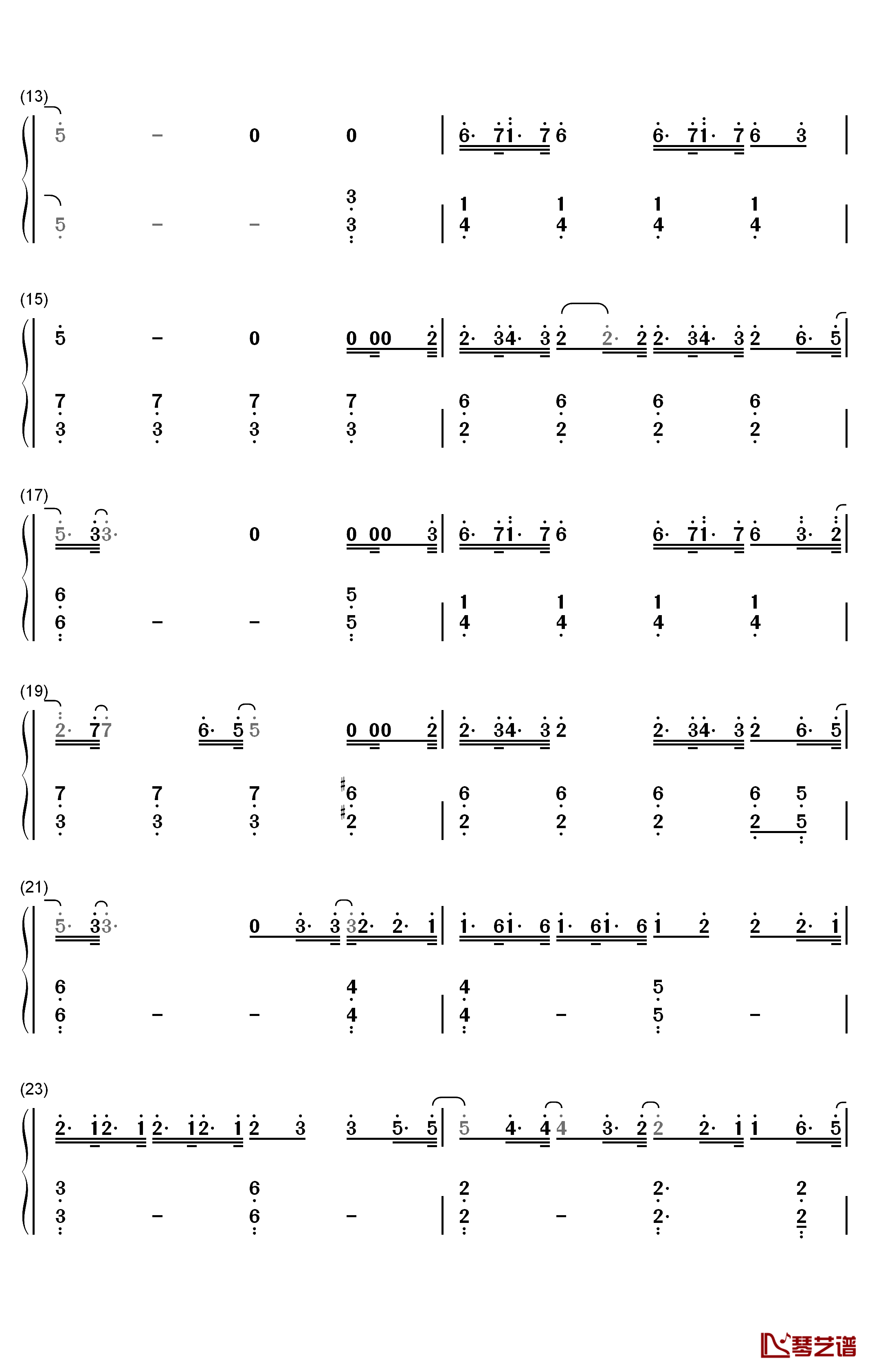 复杂钢琴简谱-数字双手-张大仙2