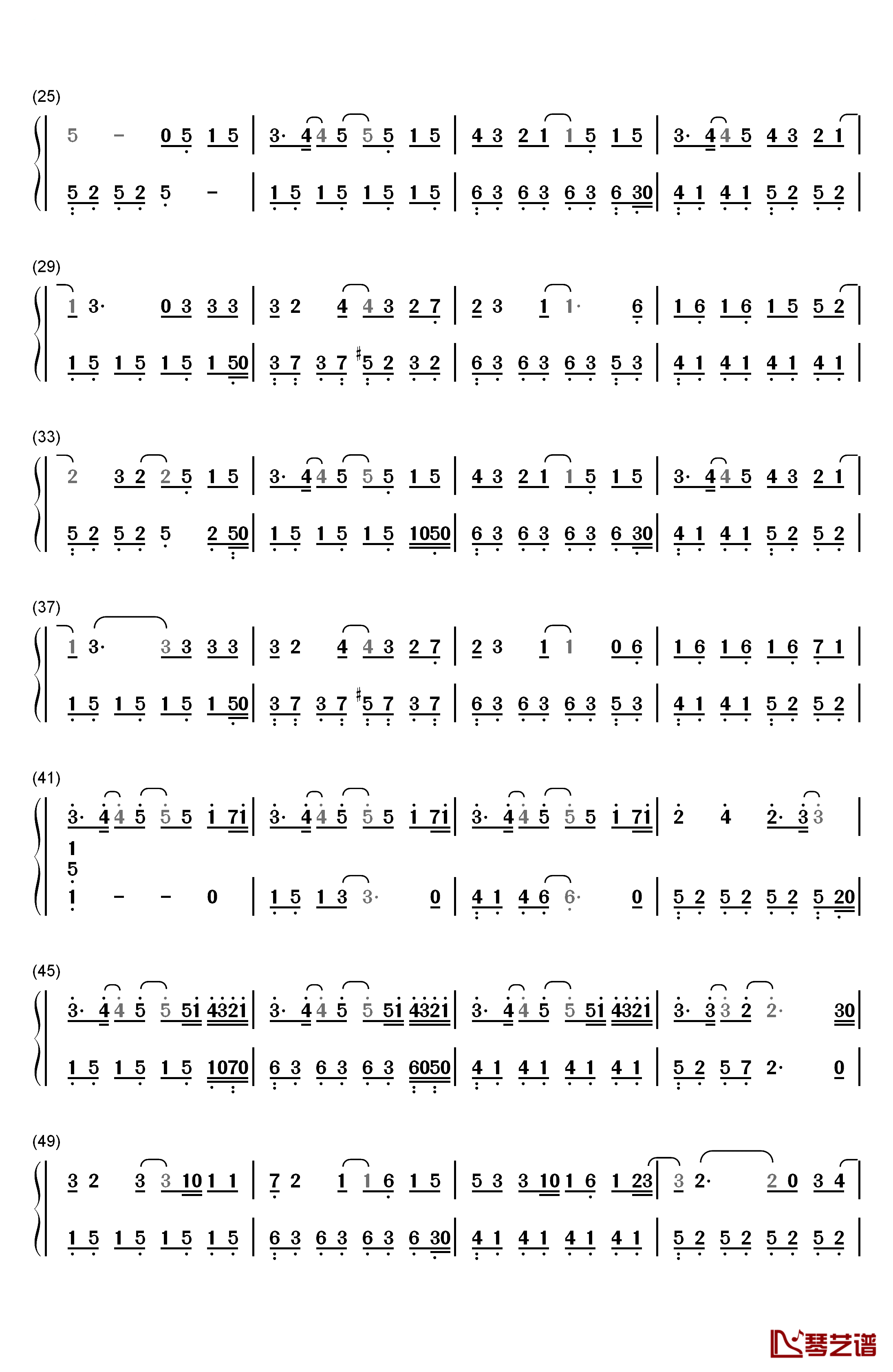 热带雨林钢琴简谱-数字双手-S.H.E2