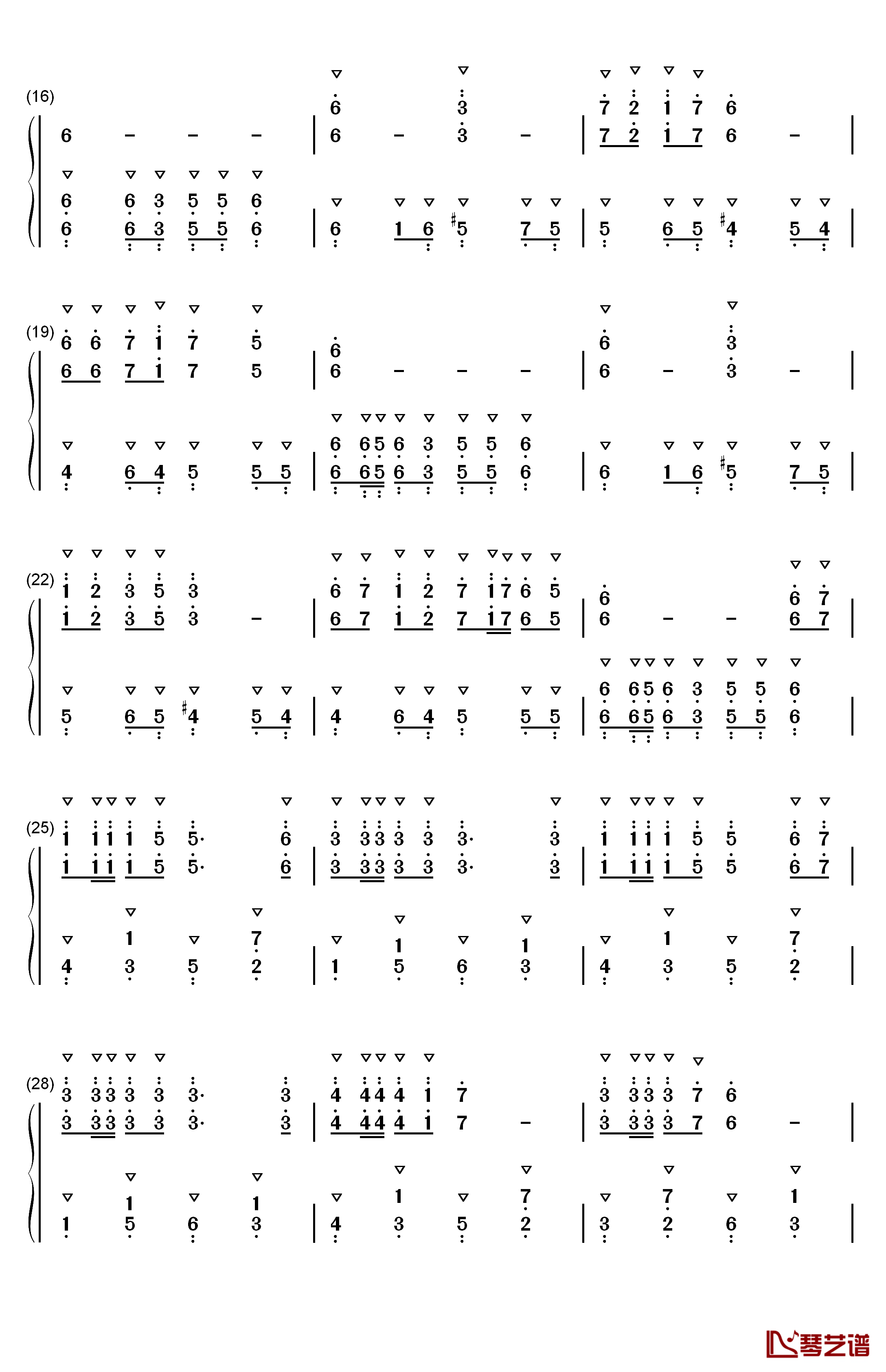 欢沁钢琴简谱-数字双手-林海2