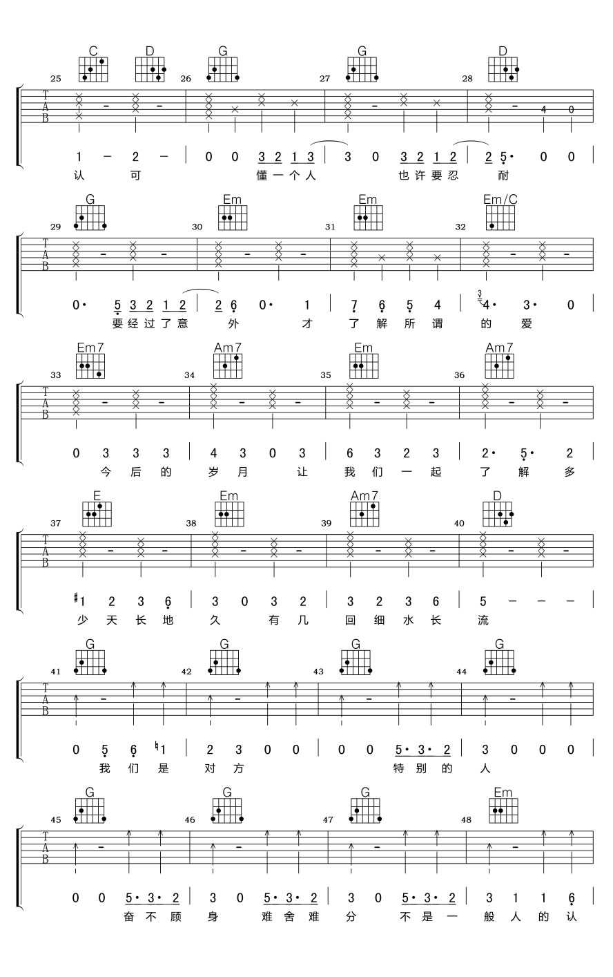 特别的人吉他谱G调-方大同-高清图片谱(完整版)2