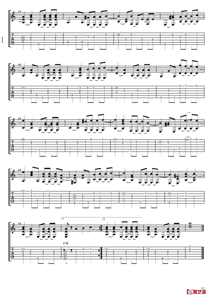 秋叶吉他谱-卢家宏-指弹谱-学习爵士风格的必练曲目2